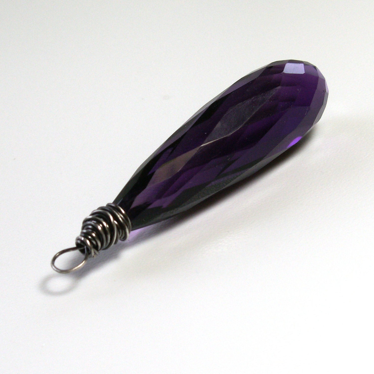 Amethyst Briolette Pendant . Interchangeable Pendant