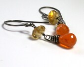 Carnelian Earrings . Citrine Earrings . Bright Jewelry . Sterling Silver