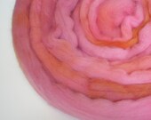 hand dyed Polwarth top spinning roving TROPCALI ROSE 4 oz.