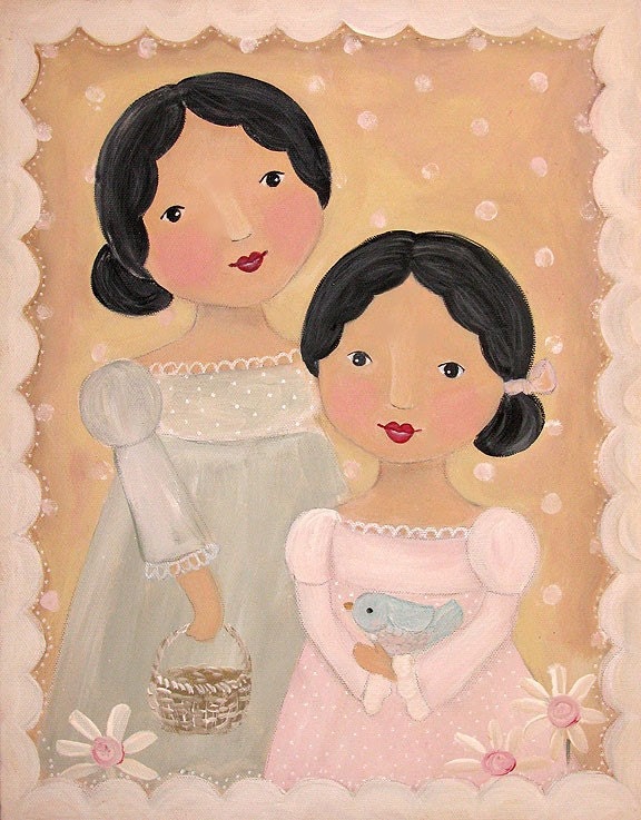 11x14 Original Folk Art Doll Painting by sweetimaginations