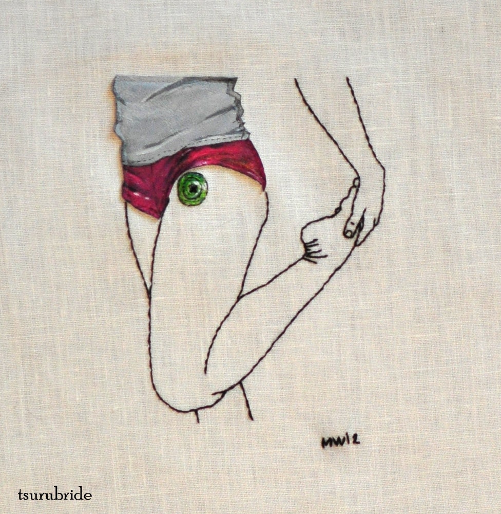 SALE Button Embroidered Wall Hanging