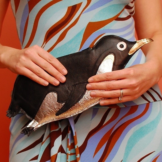 Orwell Clutch - Black Penguin Purse