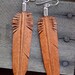 leather feather earrings - hand carved - brown