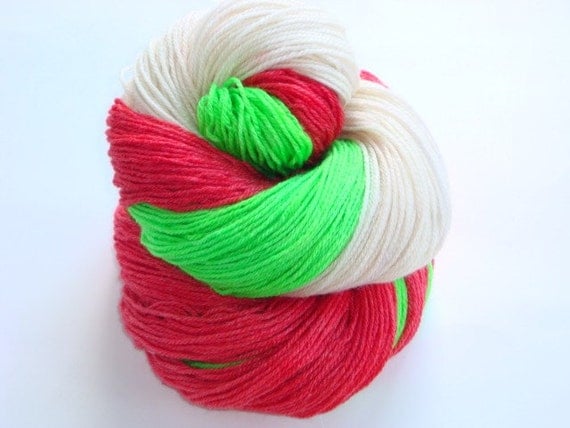 Christmas Socks Self Striping Sock Yarn by sunriselodgefiberstu