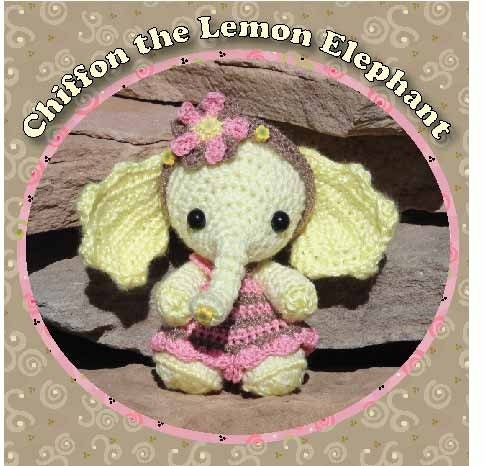 Digital PDF Chiffon the Little Lemon Elephant Crochet Pattern Stuffed Doll Toy by Peggytoes
