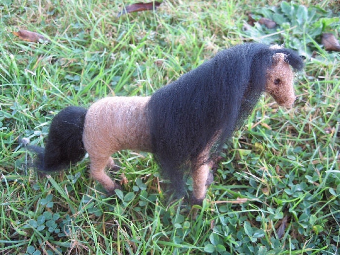 Needle felted Horse Figurine Brown Horse with Black Mane and Tail