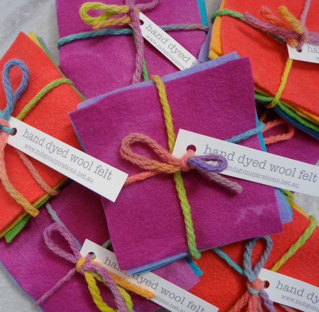 hand dyed wool felt sample pack - 11x11cm