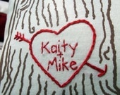 custom heart -- tree print pillow cover -- personalized with your names or initials