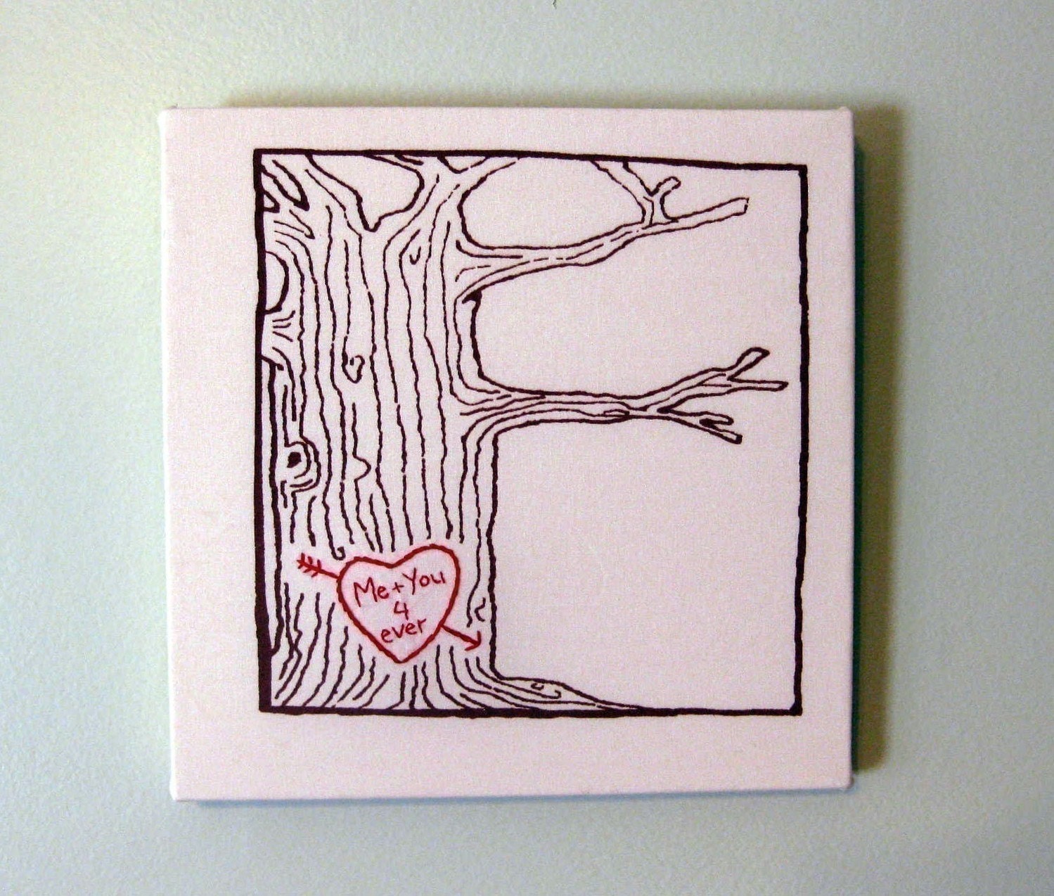 custom heart -- tree print wall art -- personalized with your names or initials