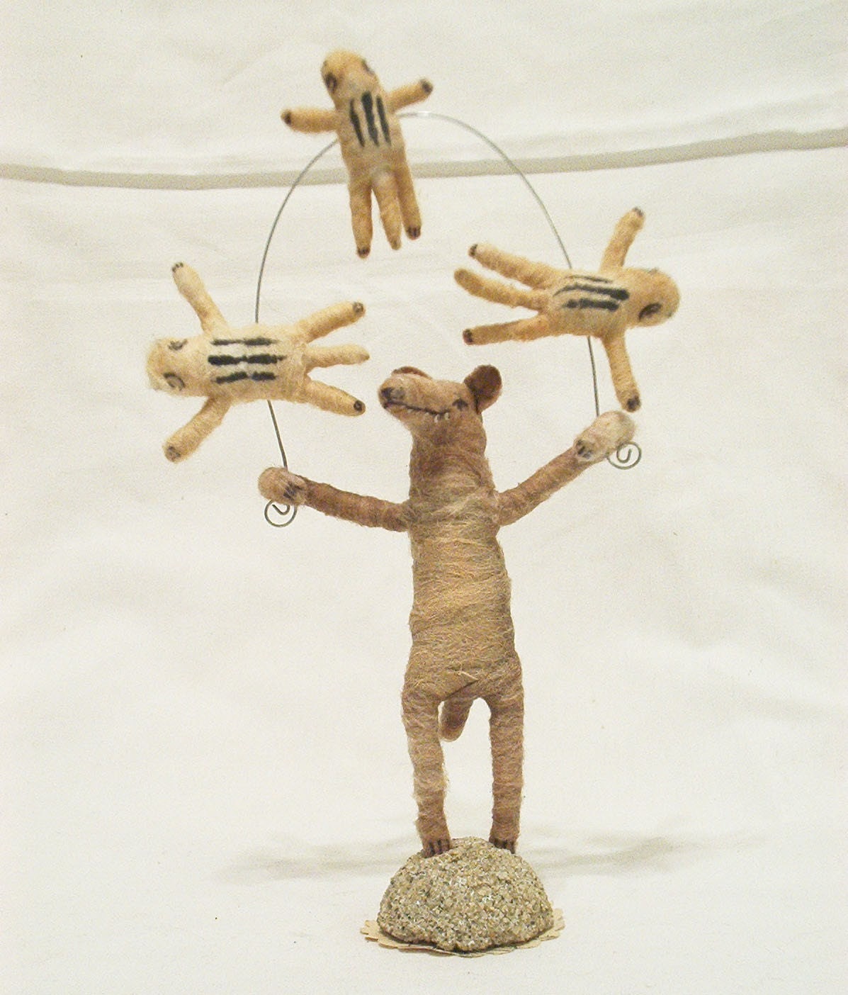 Spun Cotton Vintage Style Woodland Circus Chipmunk Juggling Bear