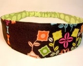 Headband Reversible  All Day Coffee and Sunspots Olive -  women Hairband, teen headband