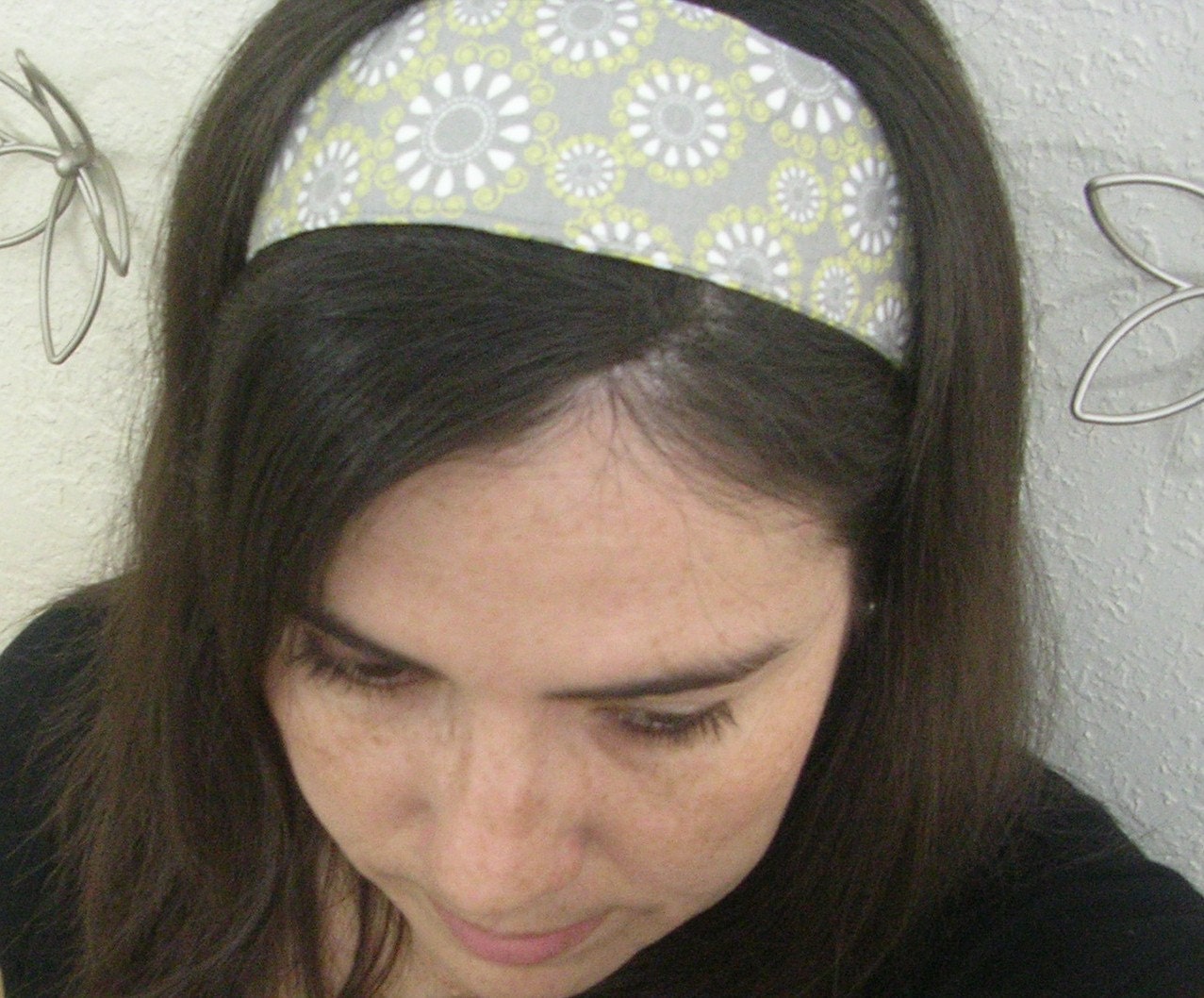 Headband, Hairband Reversible Silver and Yellow women Fabric Hairband