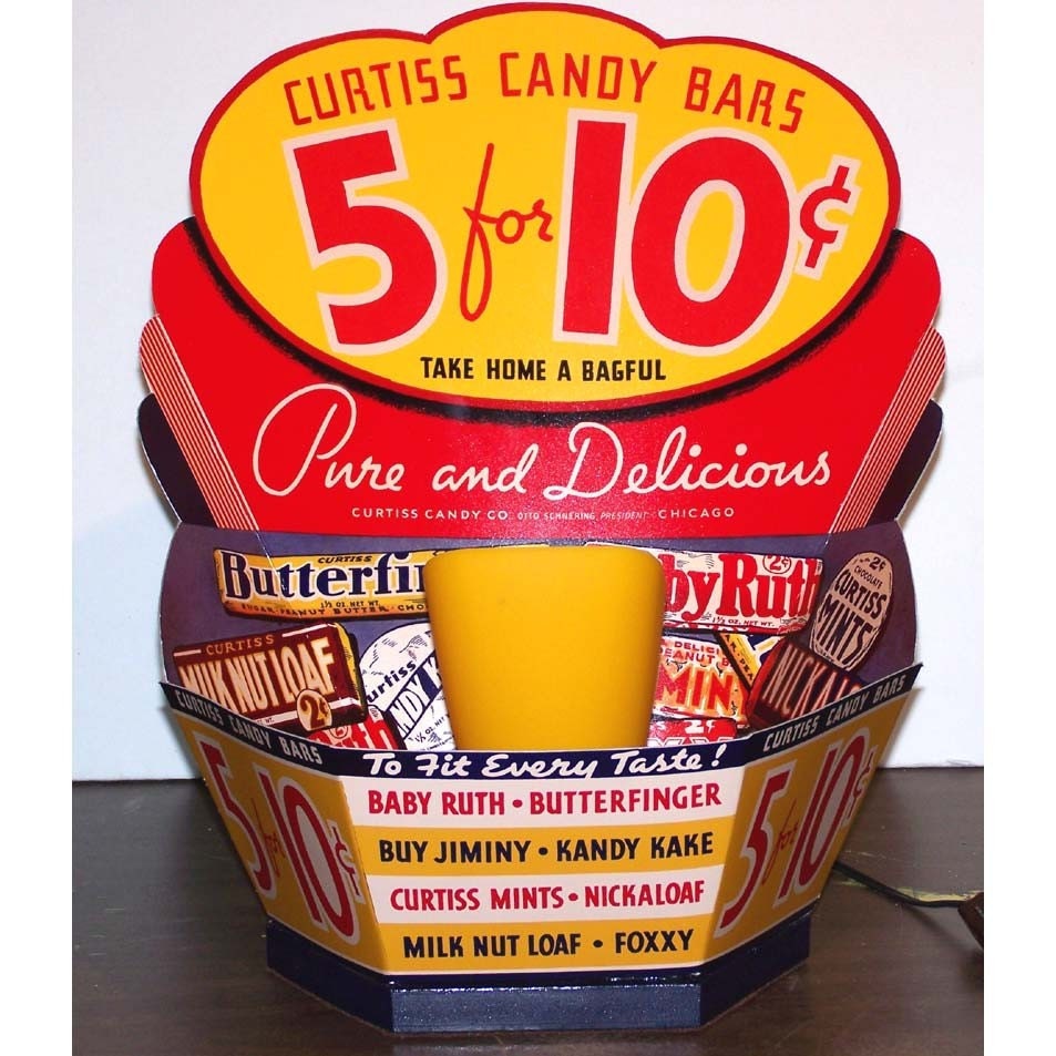 1930s Curtiss Candy Counter Display OUTSTANDING COLORFUL LAMP
