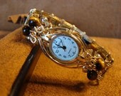 Black Friday Etsy 25 percent off Cyber Monday Etsy 25 percent off Tiger's Eye14K Rolled Gold Bangle Bracelet Watch