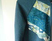 hoodie in size small or medium with herringbone applique - dark sea hoodie