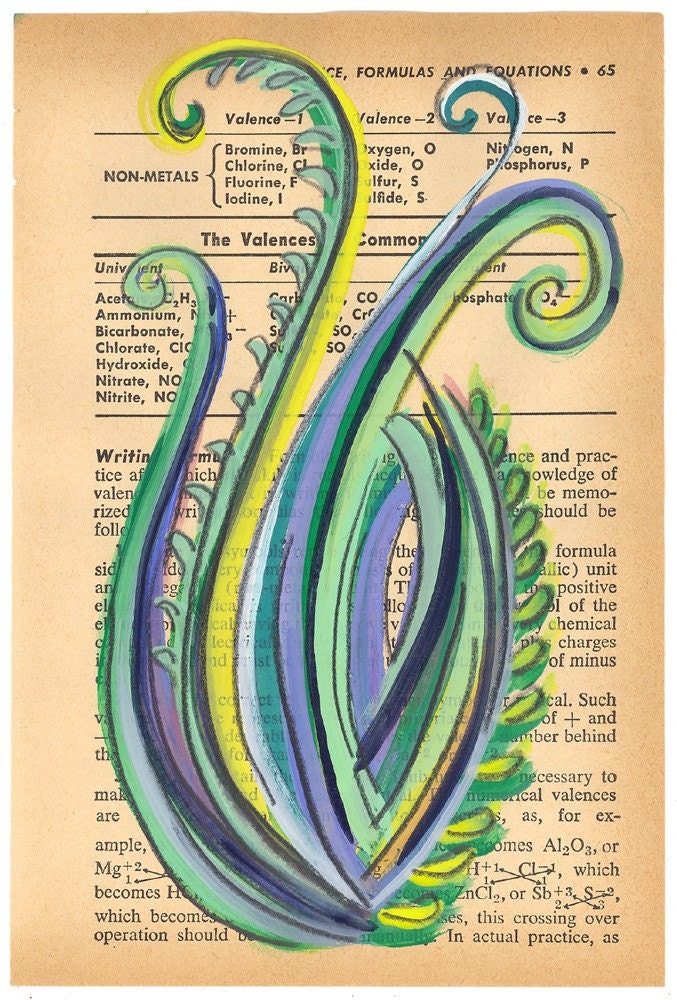 Fennel II - Original Painting on Antique Book Paper