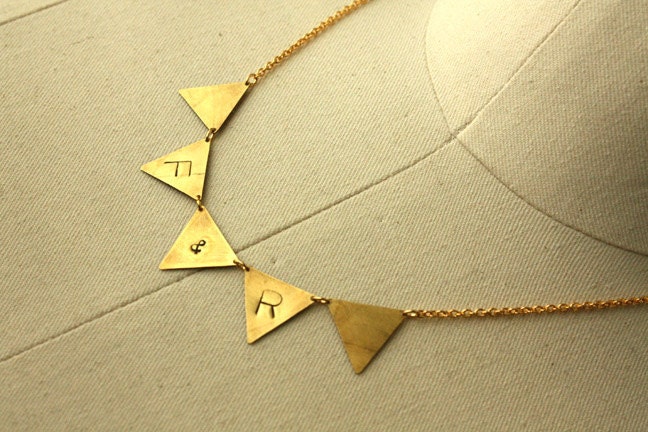Personalize Brass Bunting Necklace
