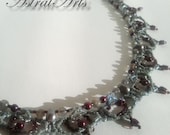AstralArts- Labradorite & Pearls Intricate Glass Lace Necklace