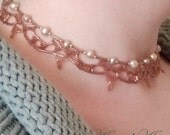 AstralArts- Golden Glass Lace With Pearls Choker