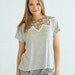 Cat print grey loose soft jersey top