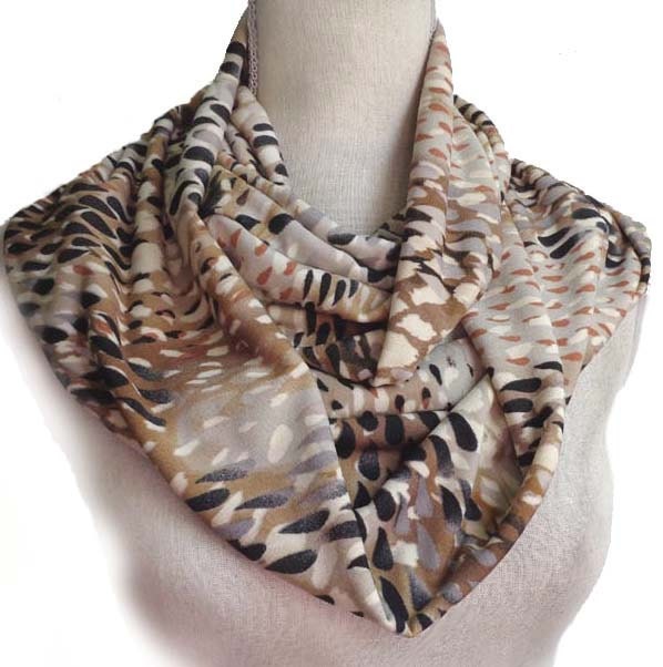 Artsy Raindrops Warm Colors Long Infinity Scarf in a Silky Soft Lycra Cowl Eternity Snood