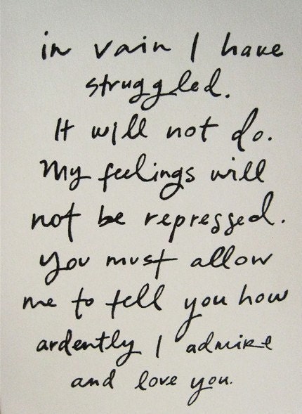 5x7 screenprint Mr. Darcy proposal screenprint