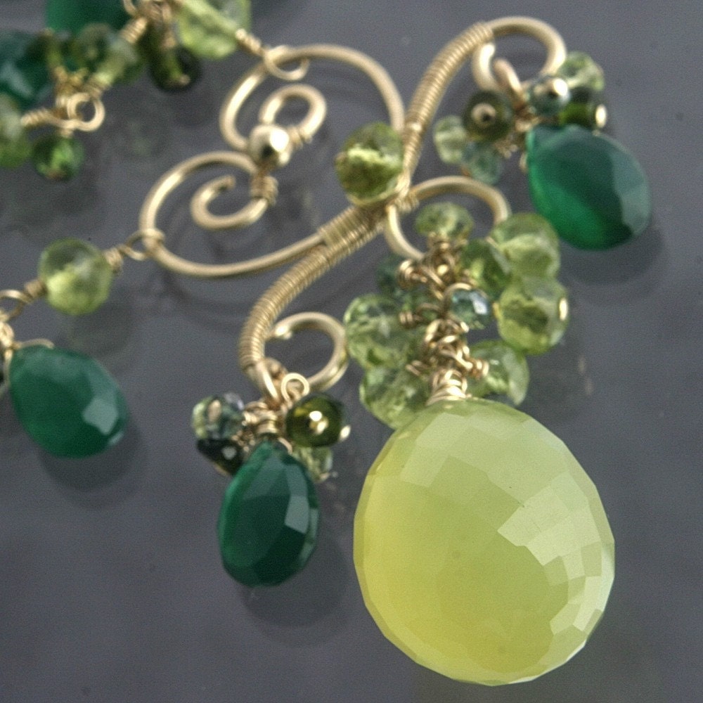 Green Chalcedony Green Onyx Green Tourmaline Peridot Necklace