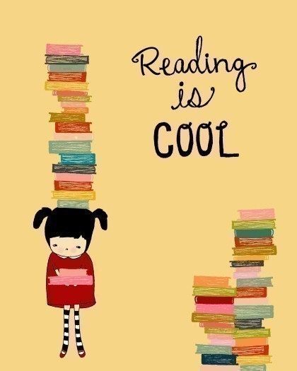 digital art poster, quote art, inspirational, illustration, nursery art,  reading, books, childrens room, library, top seller, girls room