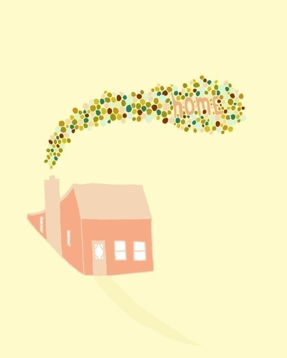 giclee art print, illustration house drawing, kitchen art, home sweet home - There's No Place Like It