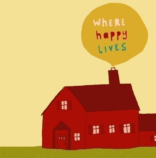 drawing art print house new home gift family children - OUR HOUSE
