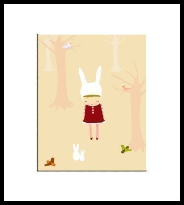 ONCE UPON A TIME - drawing children art print fairy tale forest bunny girl cute - studio mela