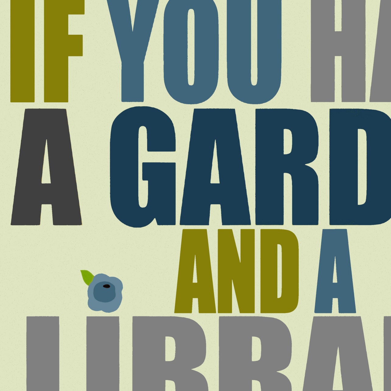 digital print, quote art, garden art poster, reading, library, gardener, studio mela - The Sweet Life (blue)