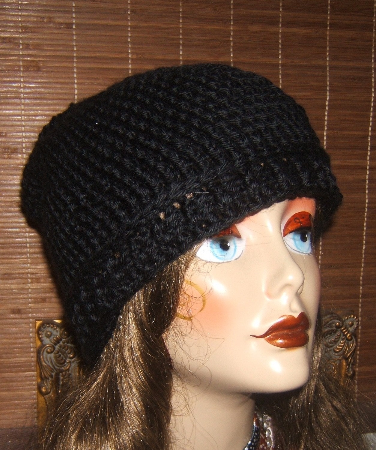 ADORABLE NEW CROCHET SLOUCHY BEANIE HAT BLACK
