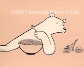 SALE Bear with Bird Matted Print