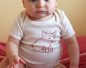 Piglet Baby Onesie, in pink cotton OR natural organic cotton, 3-6 months, 6-12 months FREE SHIPPING