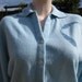 Vintage 50s Baby Blue Cardigan Sweater with Feather Detail by Modeltex B36