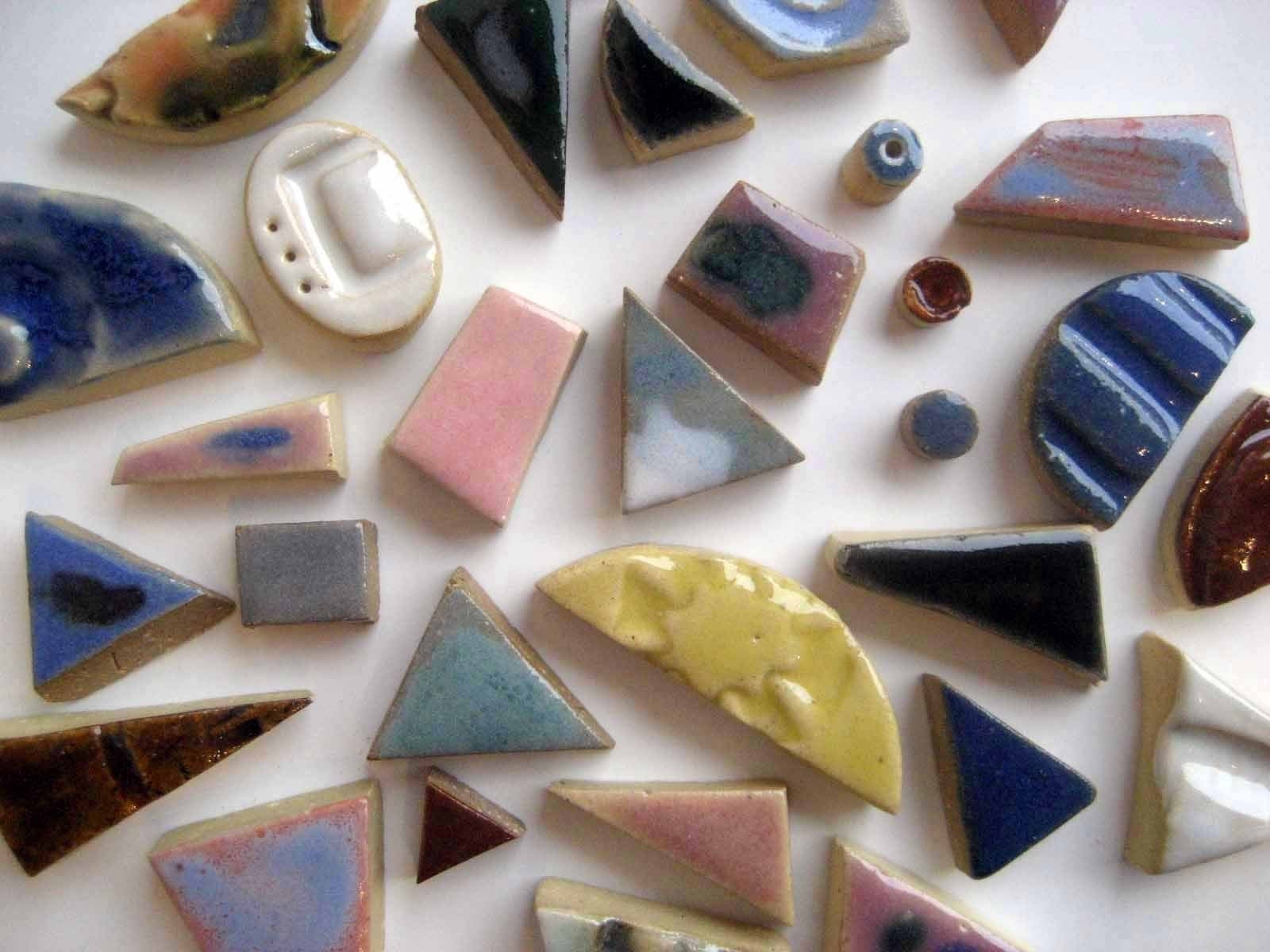 Grab Bag of 25 Random Colorful Handmade Ceramic Tiles