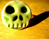 Day of the Dead Inspired Round Ceramic Skull Ring