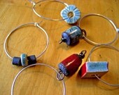 Set of Five Ceramic Wine Charms