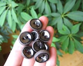 8 Little Round Chocolate Brown Ceramic Doll Buttons