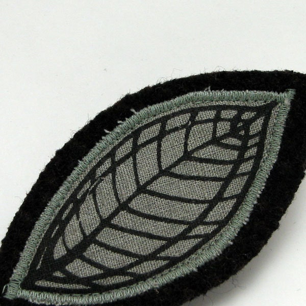 Fiber Art brooch - Smoky blue leaf