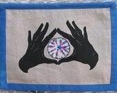Fiber Art Wallhanging - screenprinted hands