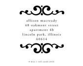 baroque swirl rubber address stamp - wood handle