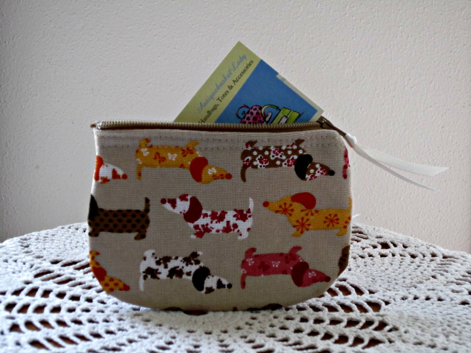 Coin/Business Card Clutch Zipper Case Doxies on Parade