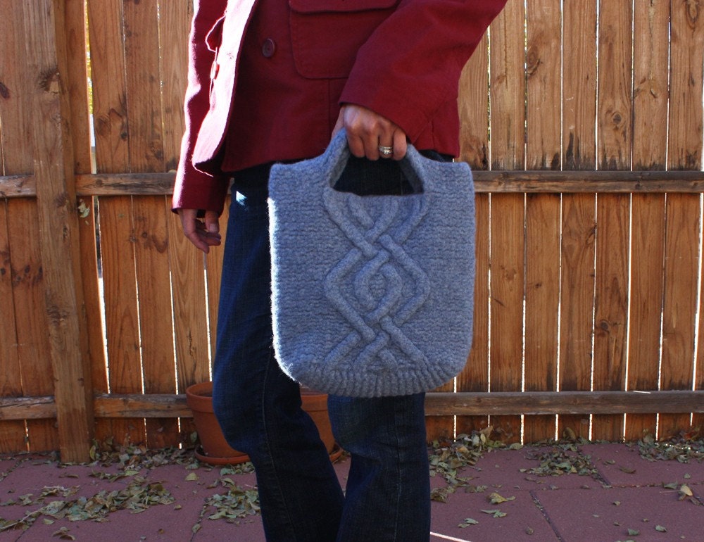 Felted Handbag in Blue Heather
