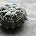 Linen pincushion - crochet motif