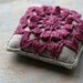 Linen  pincushion - crochet motif