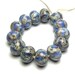 Handmade Lampwork Glass Beads in Silvered Ivory Waves on Ink Blue set of 13 - Silvered Ink Blue