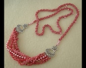 Pink Daisies Star -  Artisan Handmade Bead Woven Necklace