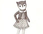 miss kitty original pen and paper illustration